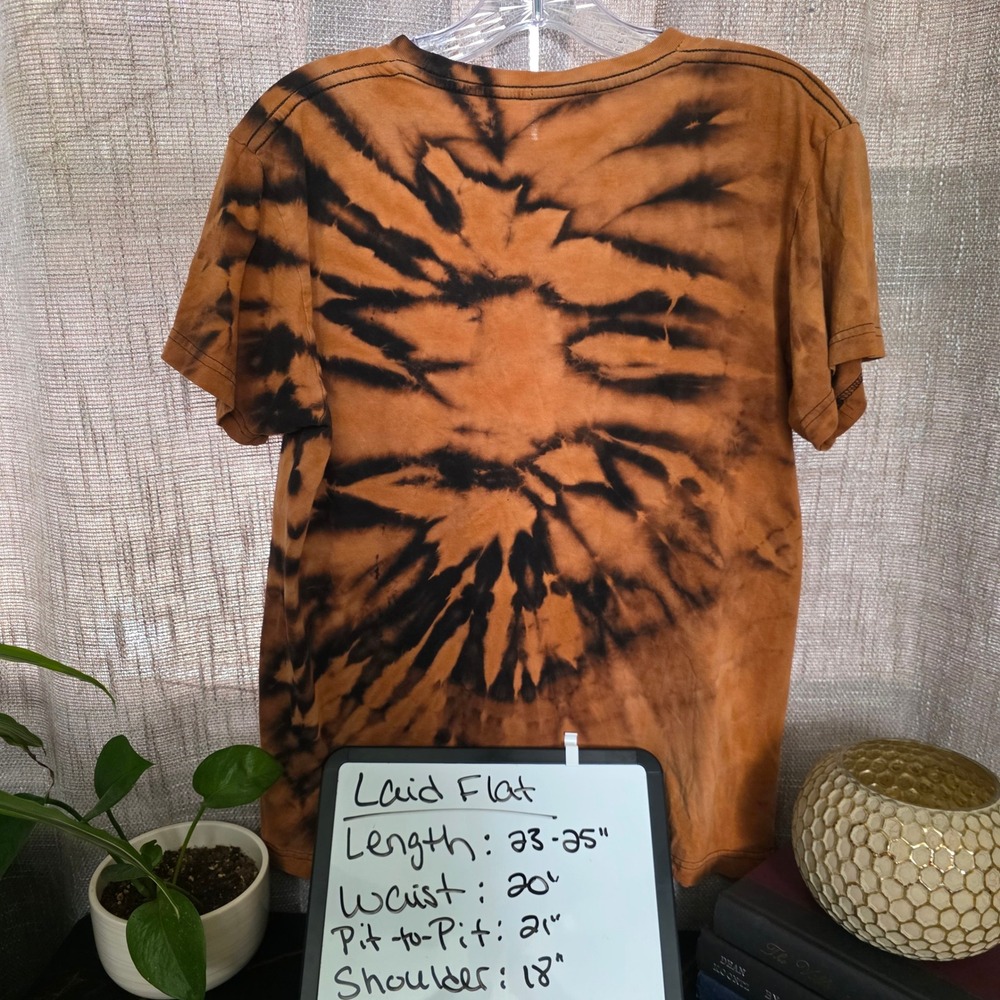Van Halen Tie Dye Graphic T-Shirt Orange Black Sunburst Rock Band Tee Medium